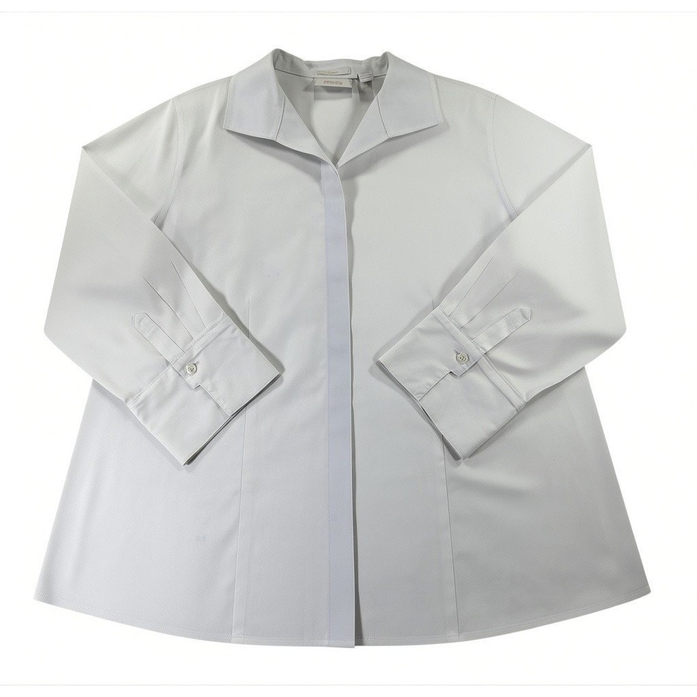 Chicos Womens 2 Large No-Iron White Cotton Button Down Shirt Blouse 3/4 Sleeve